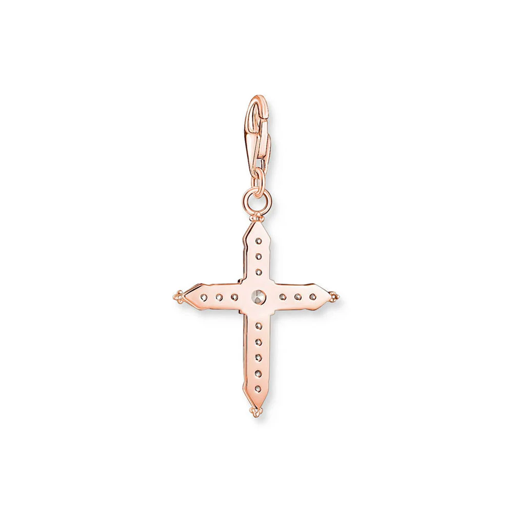 Thomas Sabo Sterling Silver Rose Gold Plated Charm Club Cross Charm - Image 3