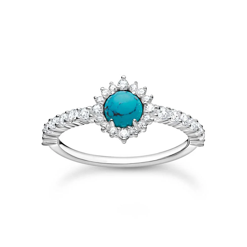 Thomas Sabo Sterling Silver Turquoise Cubic Zirconia Ring