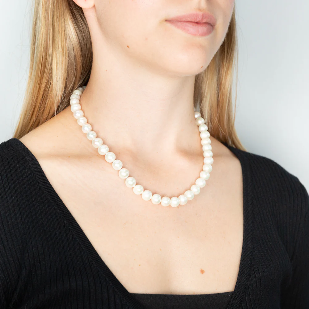 White Freshwater Strand White Pearl Necklace - Image 6
