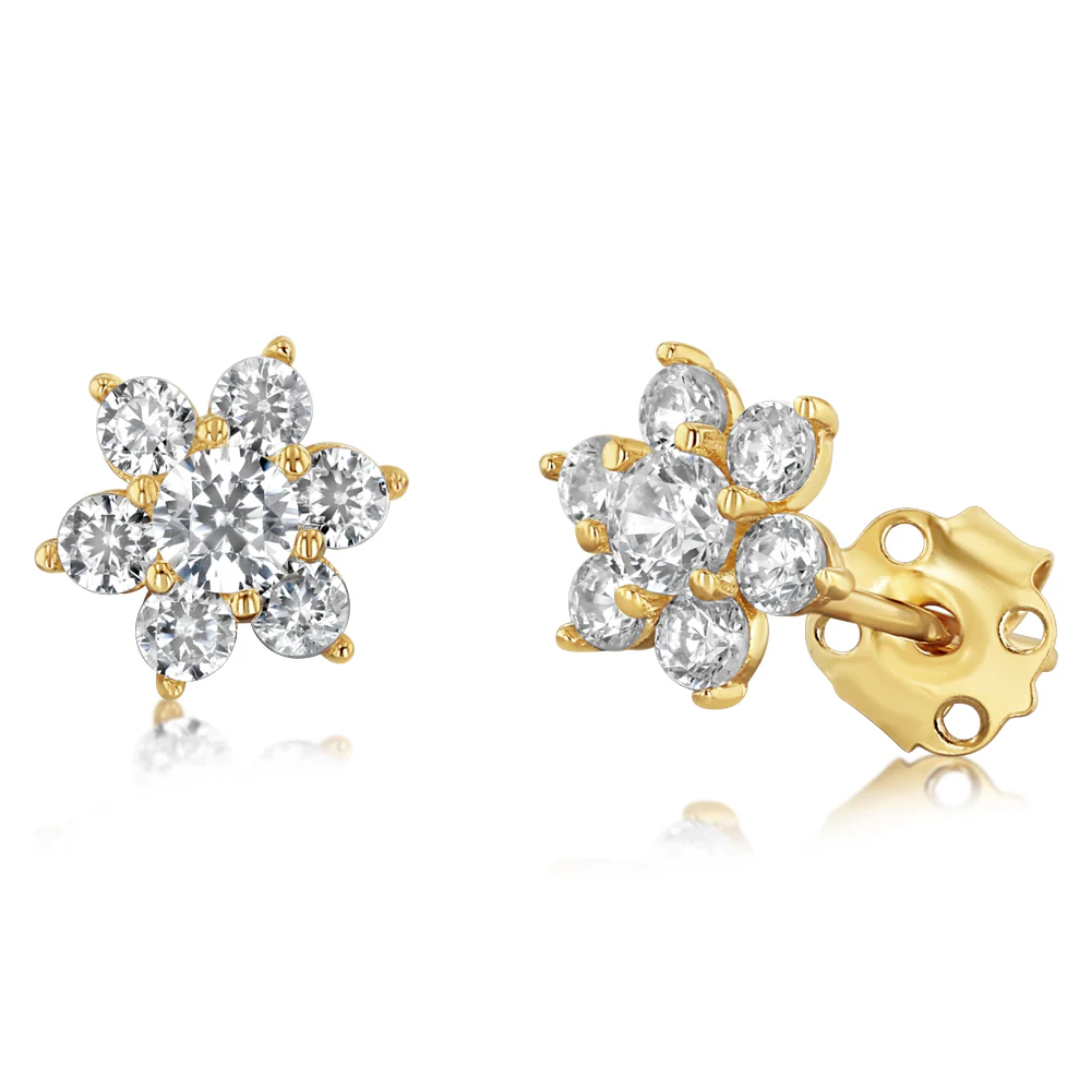 Zirconia Stud Earrings in 9ct Yellow Gold